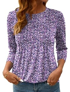 LOMON Womens 3 4 Length Sleeve Tops Crew Neck Dressy Casual Blouses Summer Tees Shirts