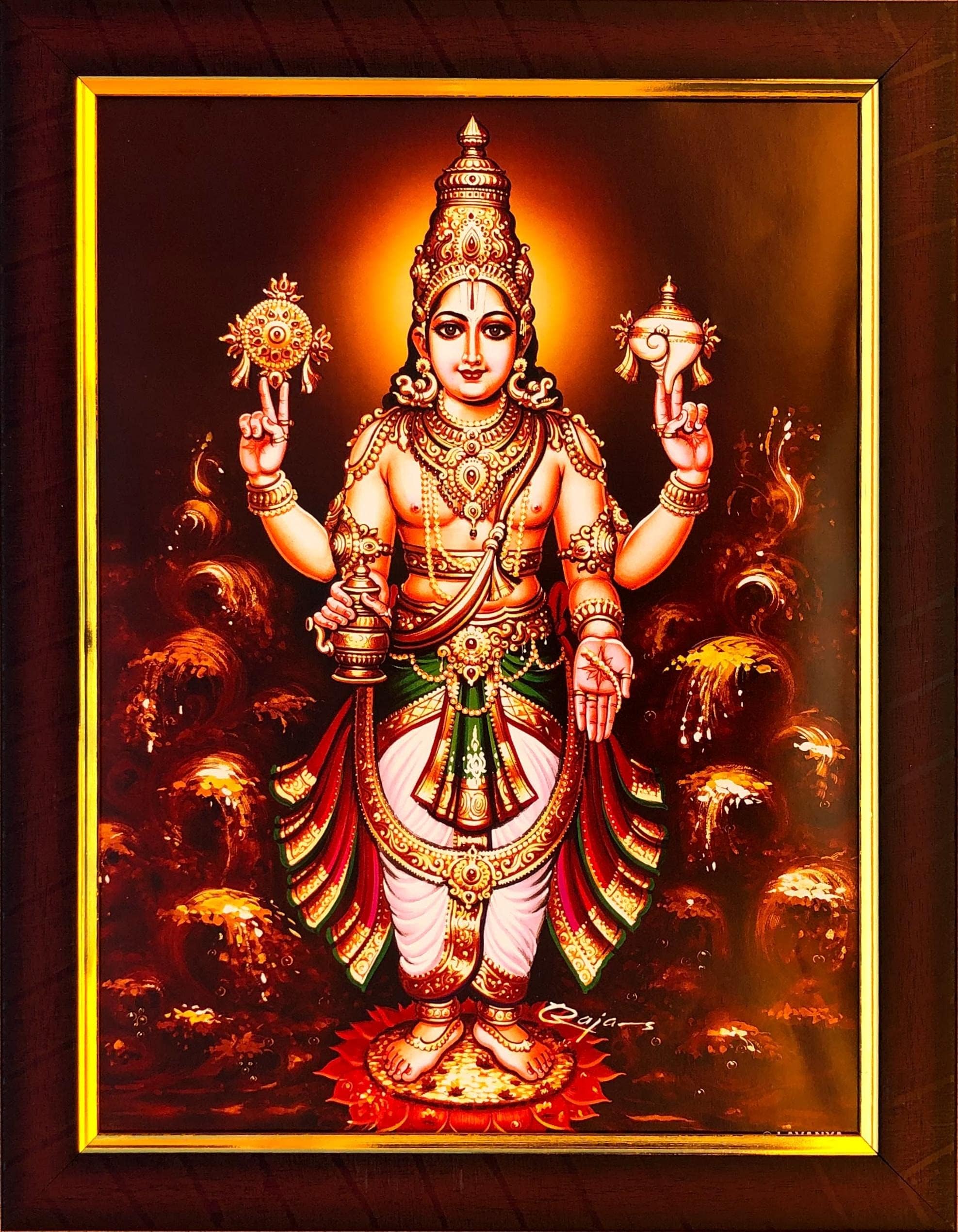 Garuda Photos - God Danvanthri; Dhanvantari; Dhanvantri; Dhanwanthari; Dhanwantari; Dhanwantri; Dhanavantri; Danvanthari; Danavanthri; Danvantri; Danvantari; Danwantri; God; Lord; murti; with; Kalash; Swamy; Swami; Photos; Photo; Frame; for; clinic; ayurveda; health (Regular 13 X 10 Inch)