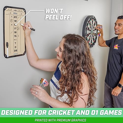 Miniatura 3 de GoSports Marcador de dardos de acero de borrado en seco, juegos de cricket y 01 dardos con 2 marcadores magnéticos