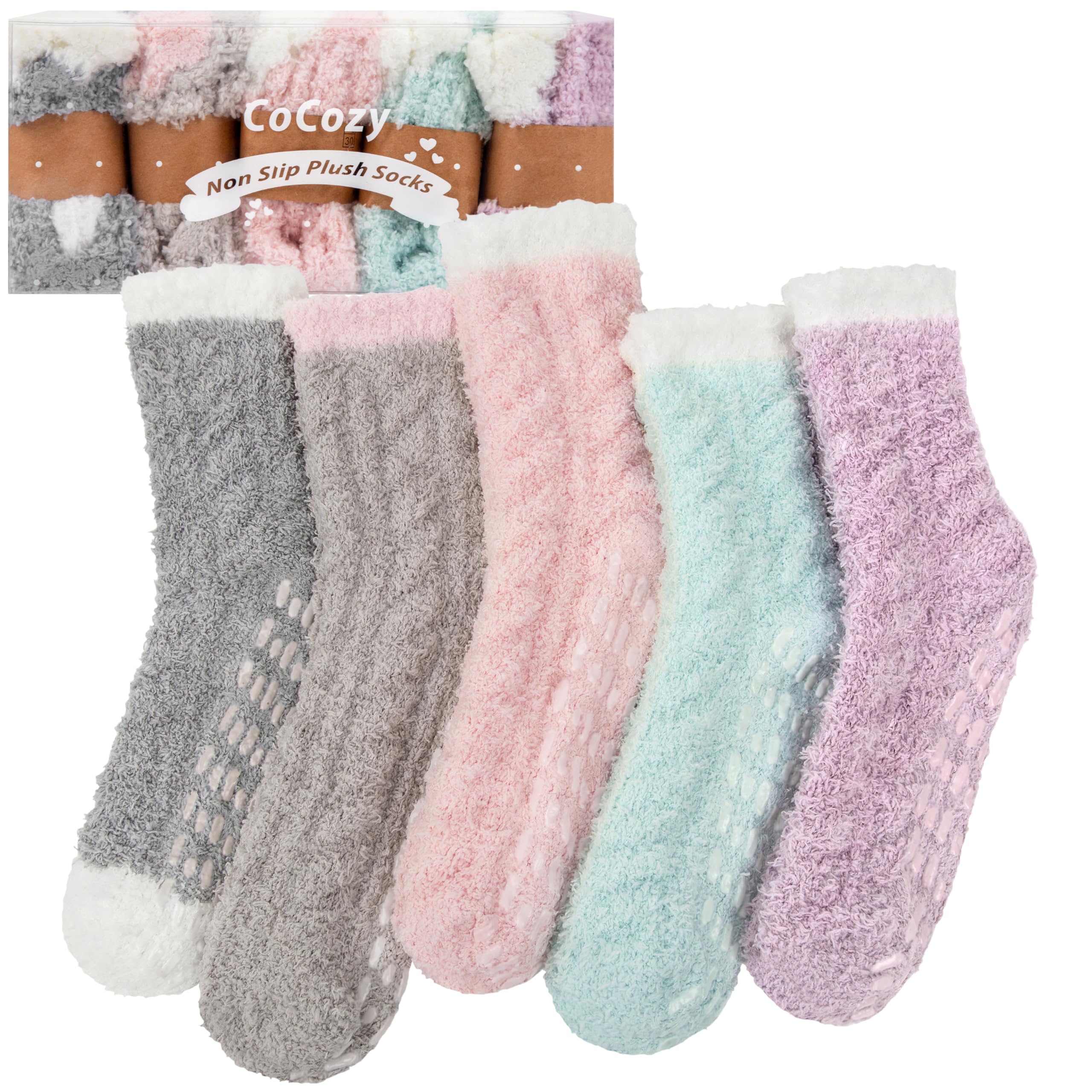 CoCozy Fuzzy Socks with Grips for Women, Cozy Fluffy Socks Gifts