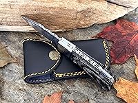 Vista 3 de WINTERFELL Damascus Steel Pocket Folding Knife Handmade Premium Quality Knives 6.5'' Small Pocket Knife for Outdoor, Camping, Hiking Back Lock Blade