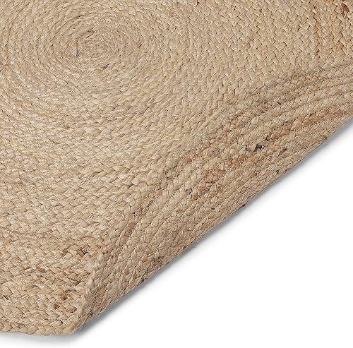 Vista 18 de REDEARTH · Alfombra redonda – Alfombra trenzada de yute natural de 6 pies – Alfombras de yute bohemio reversibles hechas a mano para dormitorio