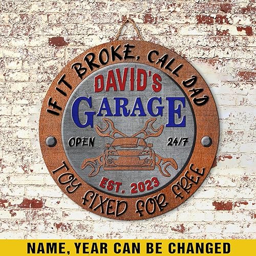 Miniatura 3 de V VIBEPY Letrero de madera personalizado para garaje, patrón de acero, decoraciones de garaje, decoración de cueva para hombres, accesorios de