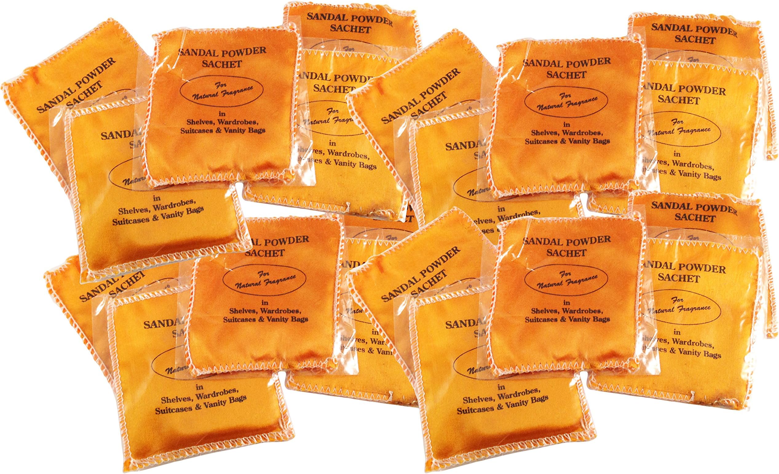 Tiger54 Pack of 20 Sandalwood Sachets - Natural Sandal Powder, Beautiful Fragrance for Freshening Closets & Drawers, Packet Size 3.5 x 3.5 inch