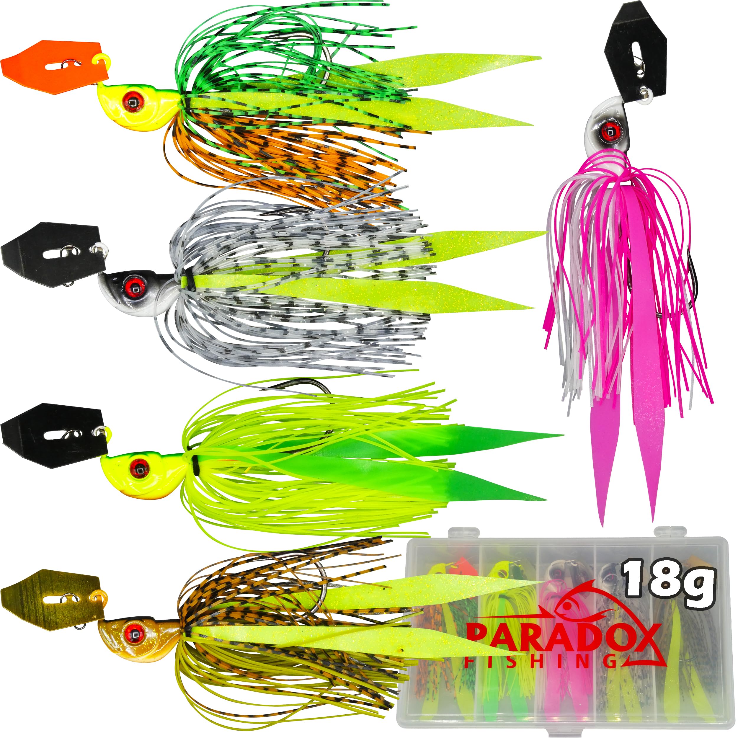 Paradox Fishing Chatterbait Spinnerbait Hecht 5 Stück 12g/15g/18g – Hecht Jig Spinner Hecht köder - Hechtköder