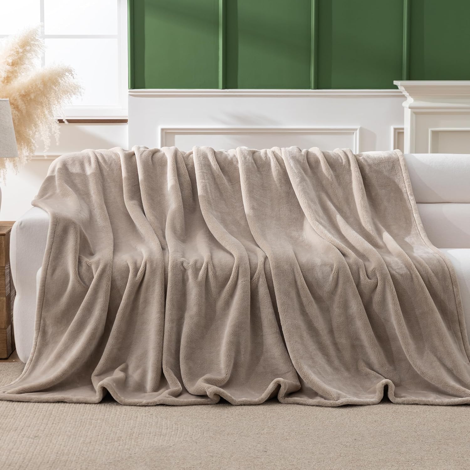Micorfiber Fleece Blanket, Heavyweight Warm Plush Blanket, Room Home Decor for Couch Bed Sofa, 70in x 90in, Grain Grain Twin (70 in x 90 in)