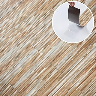 Self Adhesive Floor Planks - 10 Pack Cover 14.96 sq ft / 1.39 sqm - Vinyl Flooring Set - Peel and Stick Tiles - 36x5.98 in (91.4x15.2cm) - Vinyl Floor Tiles - Honeyline Grain Flow Wood