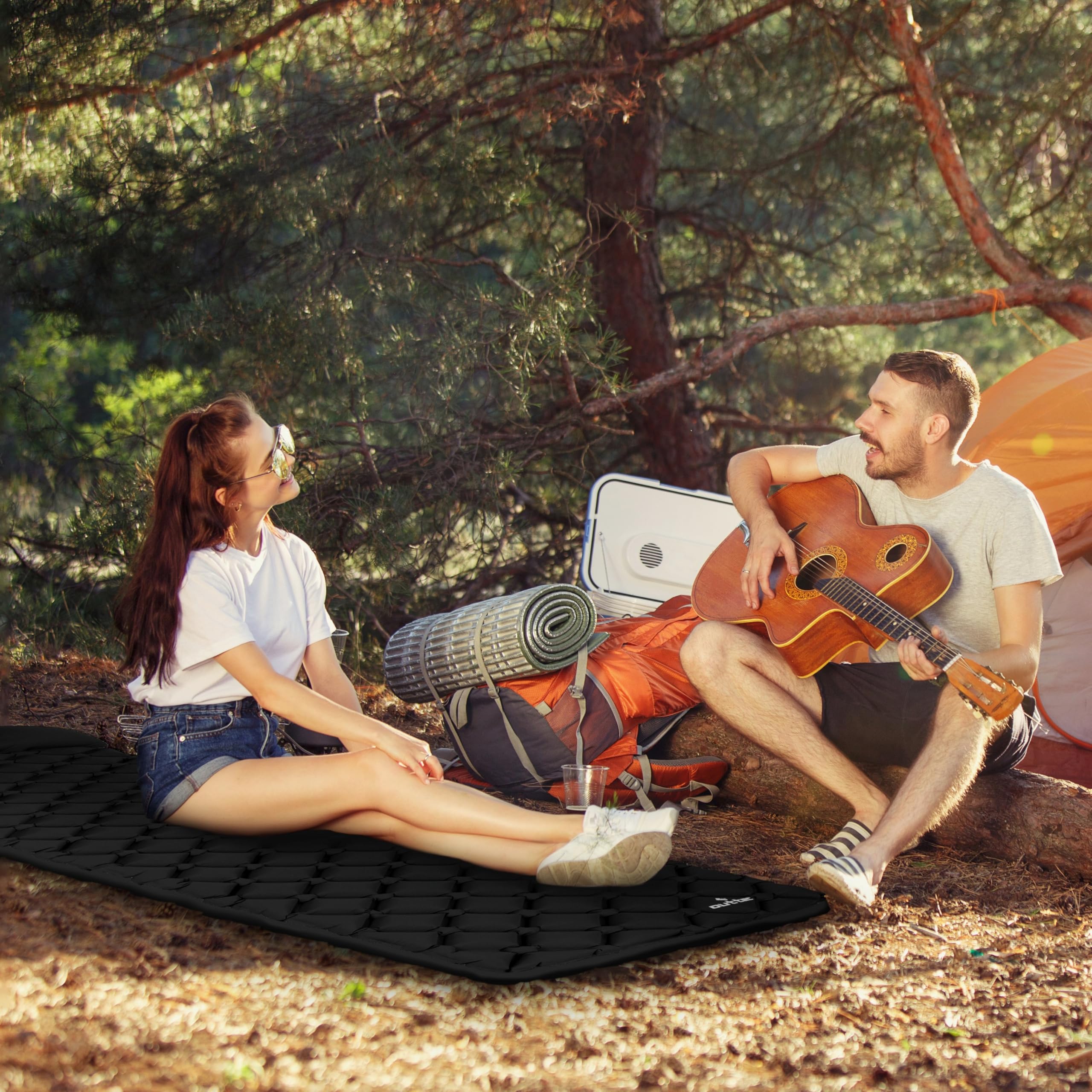 Esterilla de Camping con Almohada, Esterilla Ultraligera para Dormir, Impermeable, Plegable, para Camping, Deportes, Senderismo, Viajes, Viajes y Playa (Negro)