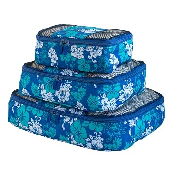 Floral Print Travel Packing Cubes Set, Mesh Bag, Travel Bag 3 Piece, Ideal for Travel and Closet Organizer