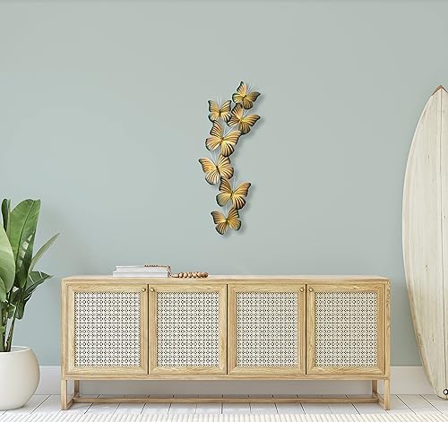 Miniatura 3 de T.I. Design Decoración de pared de metal contemporánea de mariposas doradas y verde azulado