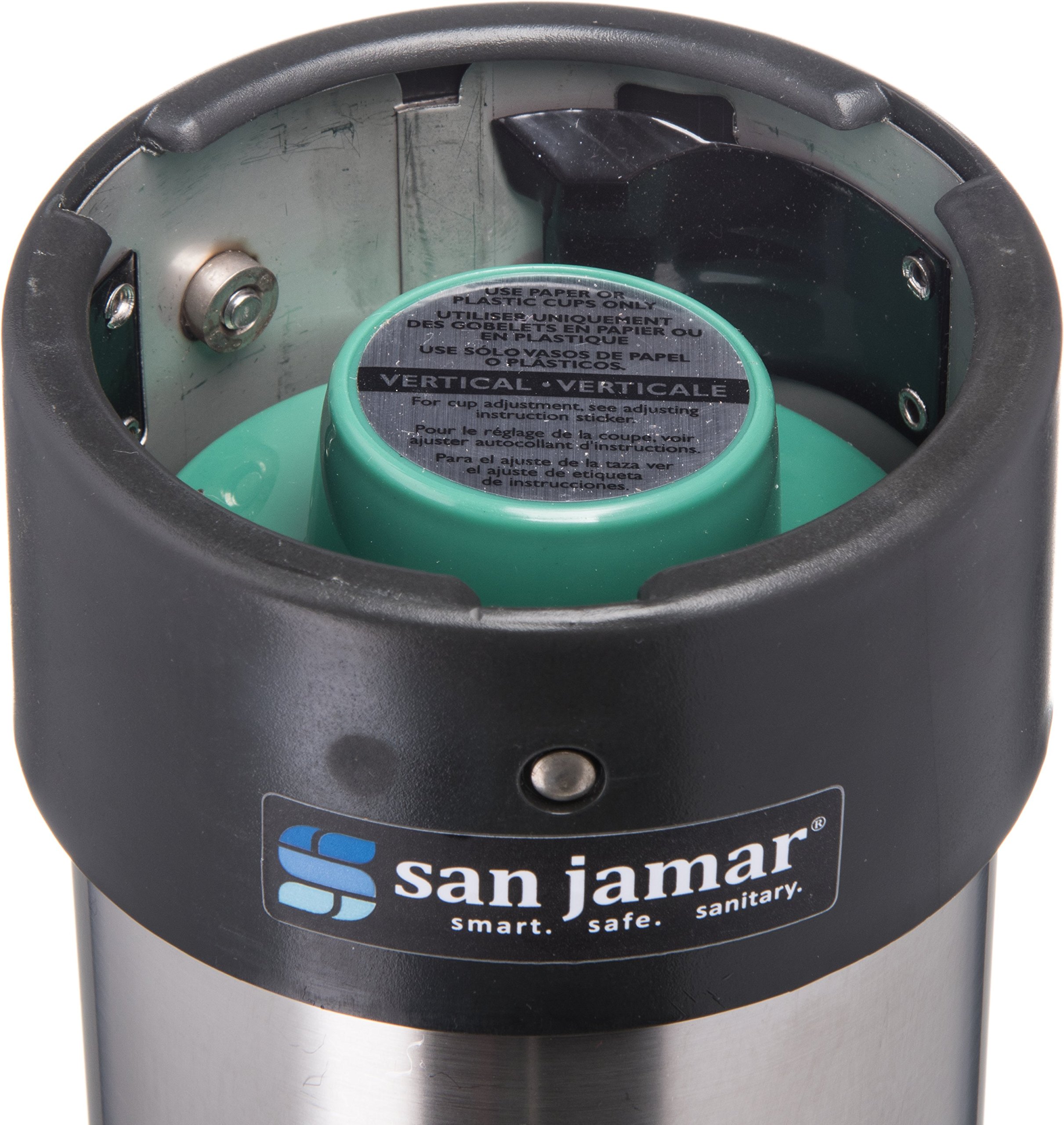 San Jamar Elevator Vertical Surface Mount Cup Dispenser 6-10 Oz. for Restaurants, Dining Halls, and Fast Food, Stainless Steel, 23.75 Inches, Silver