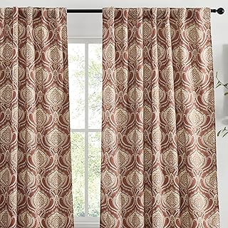 HLC.ME Messina Paisley Printed Semi Blackout Floral Curtains for Bedroom, 84 Inch Long - Patterned Red Curtains Floral for Living Room, Set of 2 (52 W x 84 L per Panel, Spice Red)