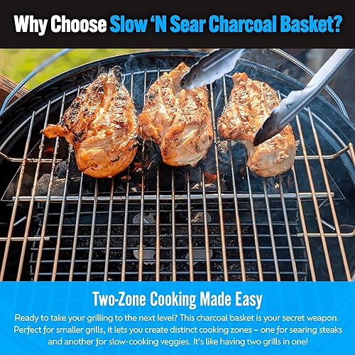 Miniatura 6 de Slow 'N Sear Cesta de carbón de acero inoxidable para parrillas de carbón de 18" de SnS Grills
