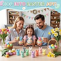 Vista 7 de Relleno de cesta de Pascua para niños, rellenos de huevos de Pascua, juguetes de conejo, regalos de Pascua para niños, recuerdos de fiesta