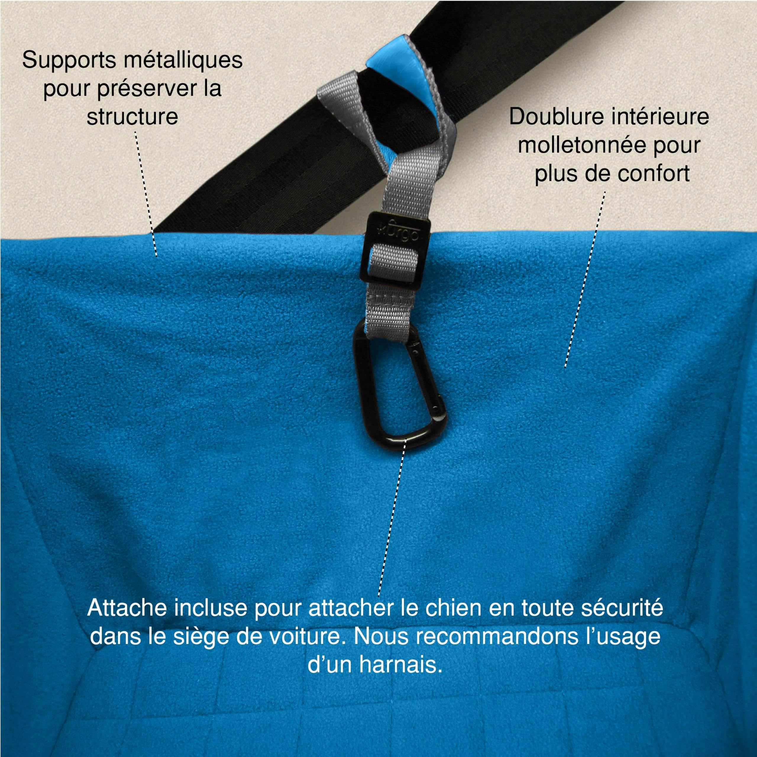 Kurgo Heather Siège réhausseur de Voiture pour Petits Chiens, Ceinture de sécurité Incluse, Contre Le Mal des transports, Bleu/Gris