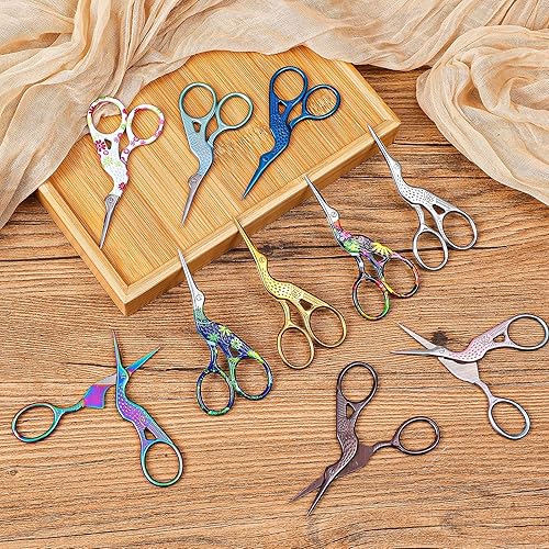 Miniatura 6 de 10 tijeras de punto de arco iris de cigüeña, tijeras pequeñas de acero inoxidable de 3.6 pulgadas para punto de cruz, costura, ganchillo y