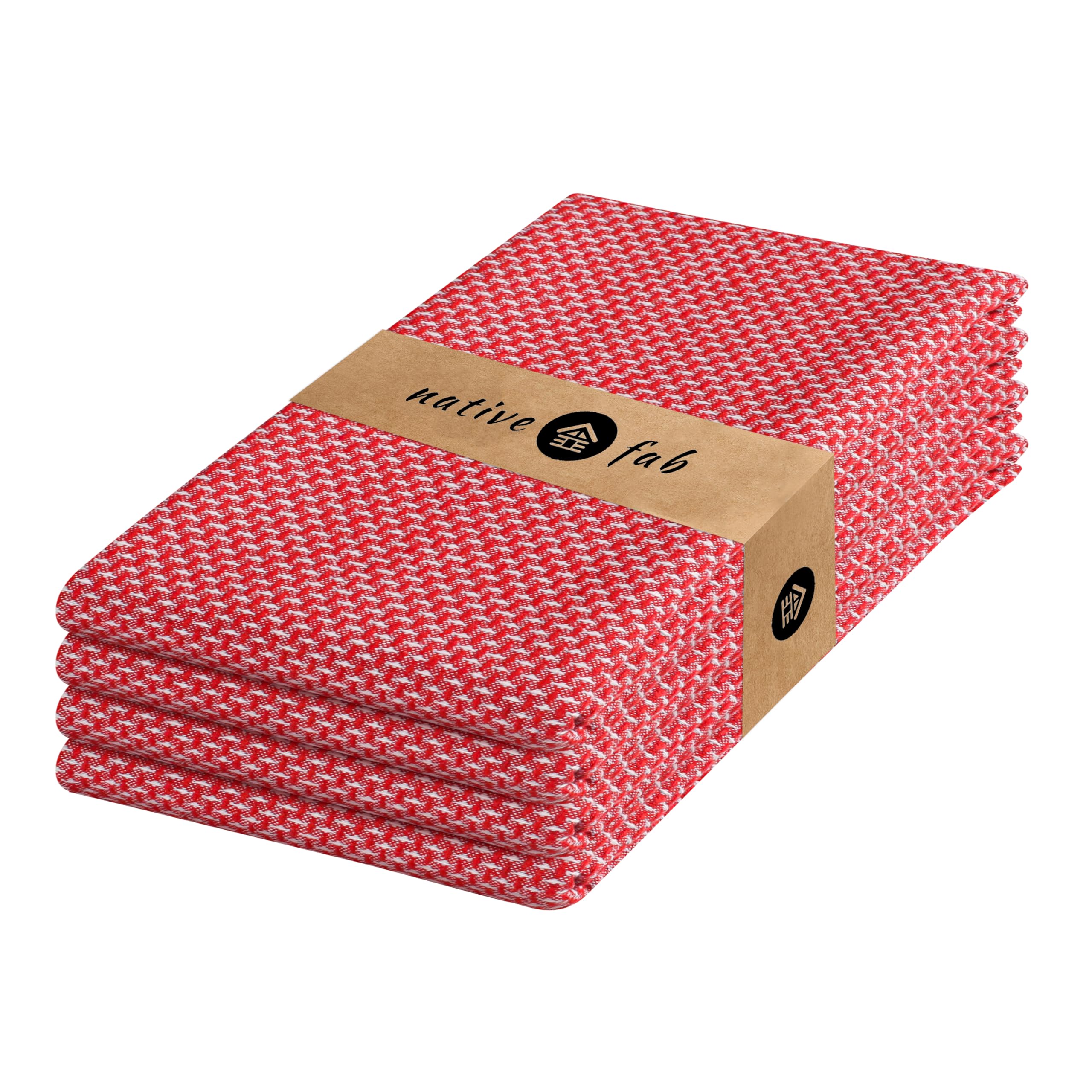 Native Fab 4 Pack Dotted Pattern Kitchen Dish Towels Cotton Super Absorbent Quick Drying Reusable 18x26 Inches - Bar Hand Towels, Kitchen Cleaning