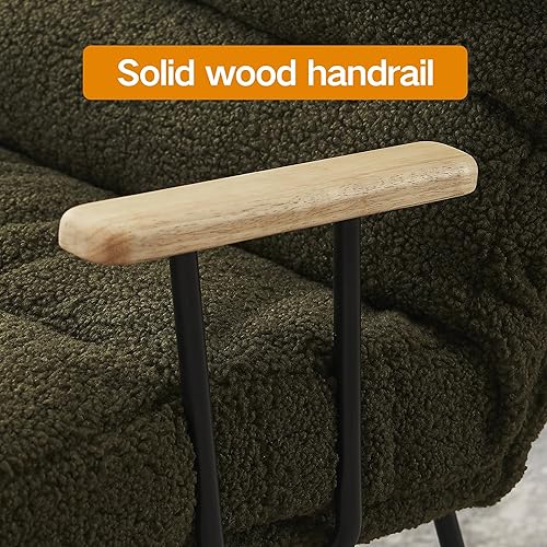 Miniatura 8 de MEETFAV Mecedora para guardería con respaldo ajustable, moderna mecedora deslizante de peluche con respaldo alto, reposapiés retráctil, silla