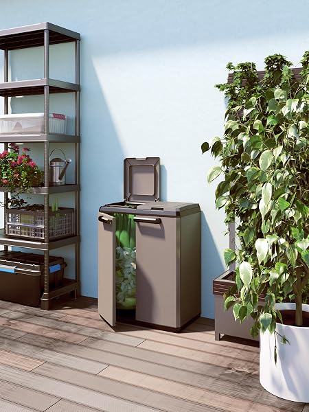 Keter 9736000 Split Cabinet Recycling Basic 68 x 39 x 85 H, Grigio, 68x39x85 cm - 4