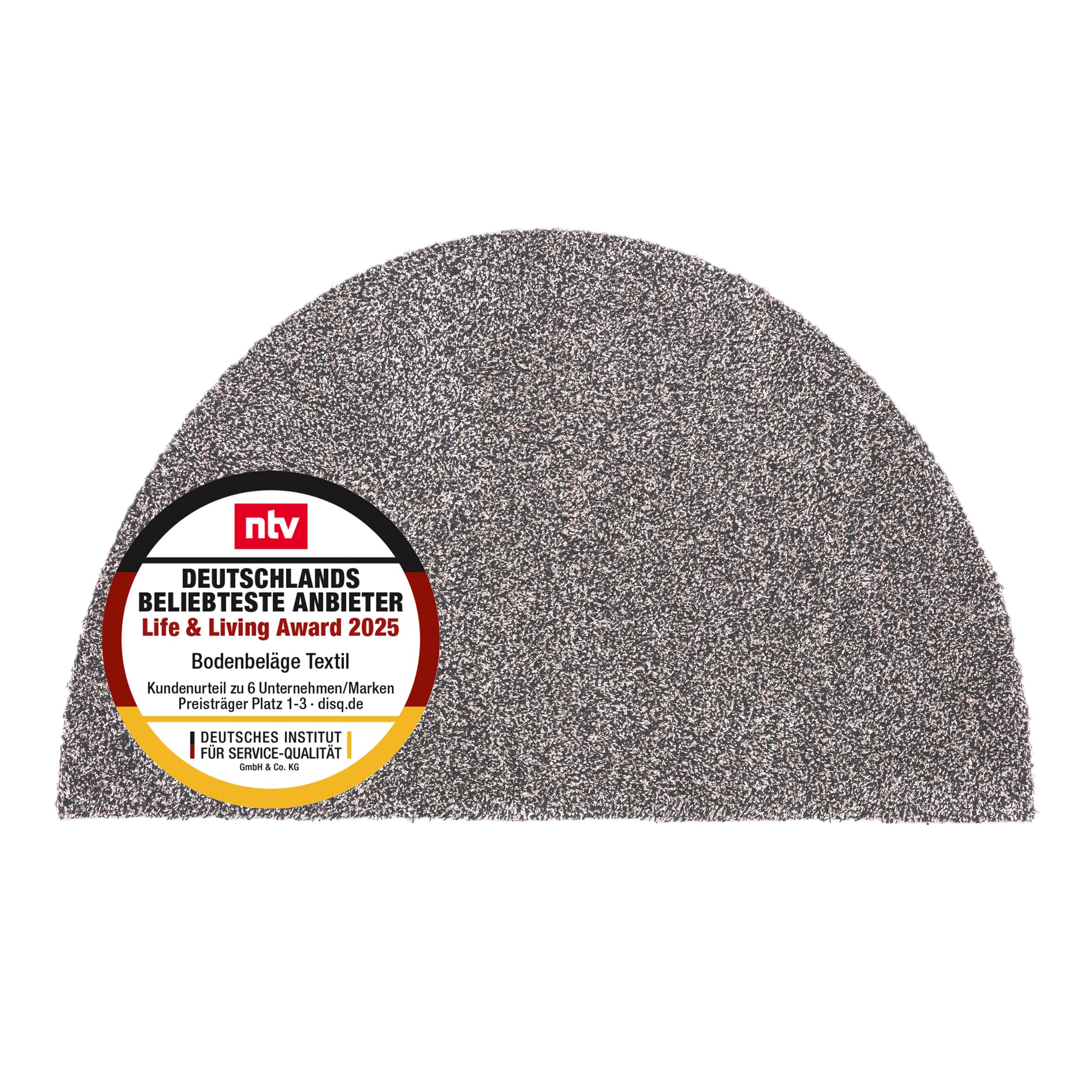 Astra Schmutzfangmatte innen waschbar 50x80 cm halbrund– Sauberlaufmatte grau 100% Baumwolle Türmatte - Entra SAUGSTARK - rutschfeste Fußmatte pflegeleicht