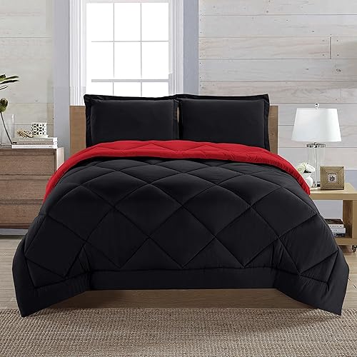 Miniatura 2 de Elegant Comfort Juego de edredón reversible de 3 piezas para todas las estaciones, ultra suave, edredón alternativo al plumón, tamaño King,