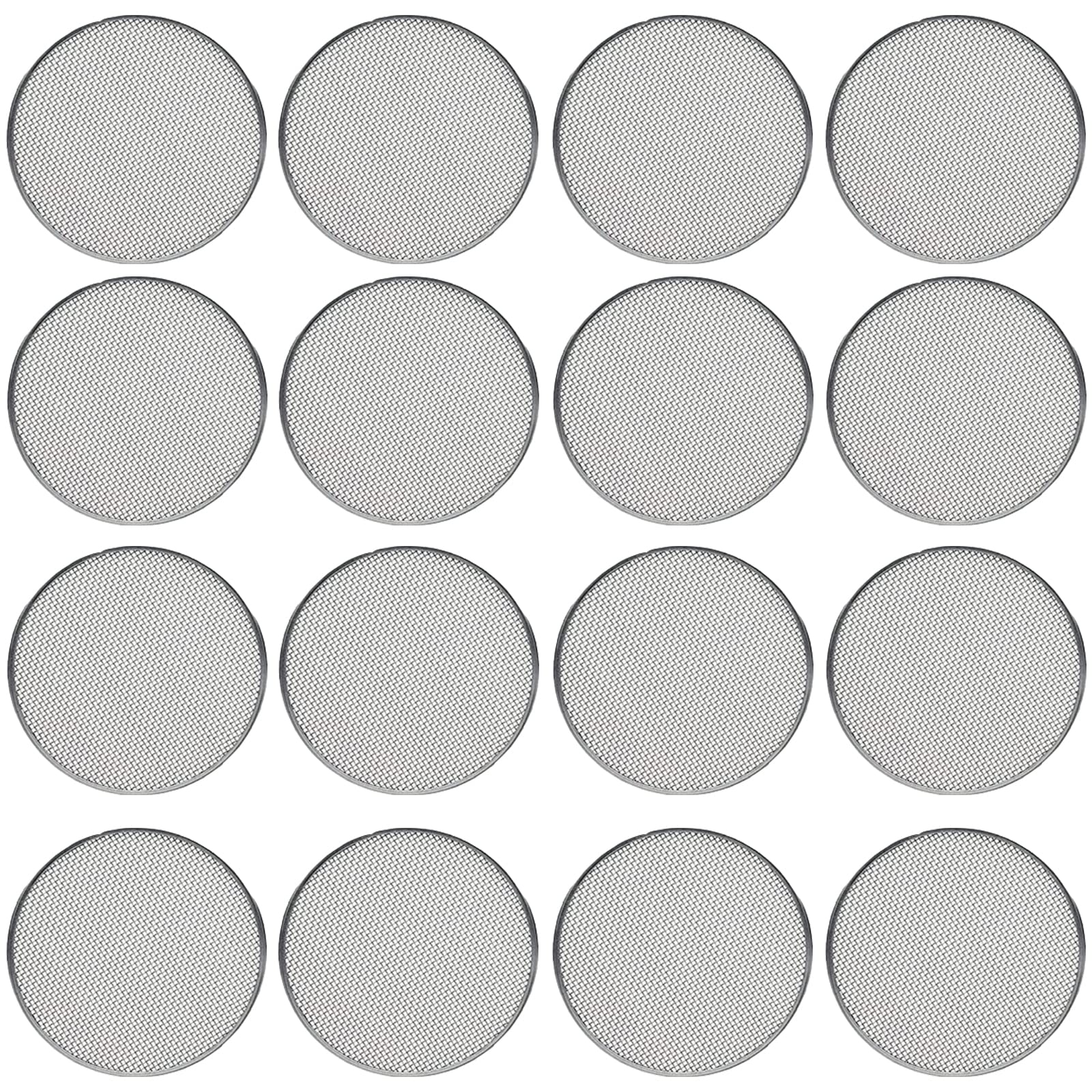 VOLCANOES CLUB16 Pack 316 Stainless Steel Seed Mesh Screen Sprouting Lids for 86mm Wide Mouth Mason Jar - For Growing Bean Sprouts, Broccoli, Alfalfa, Microgreens (No Rings)