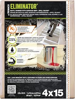Trimaco Eliminator Butyl Drop Cloth 4x15 ft - Leak-Proof, Slip-Resistant Professional Painting Protection