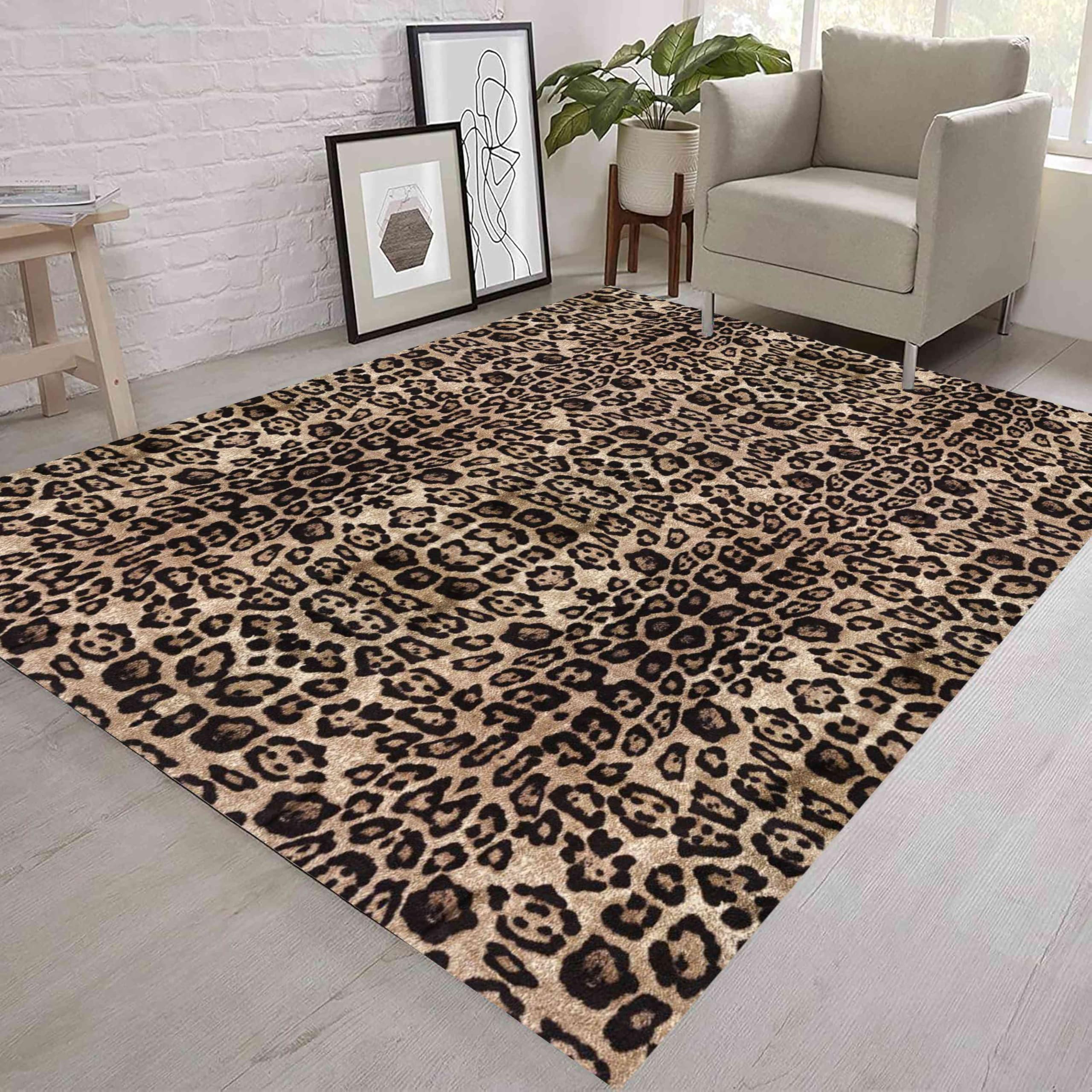 Leopard Area Rug, 180x300cm, Animal Cheetah Texture Yellow Leopard Print Art Washable Rug, Wild Animal Pattern Non-Slip Durable Rugs Mat for Entrance Door Mat Living Room Bedroom Kitchen Decoration