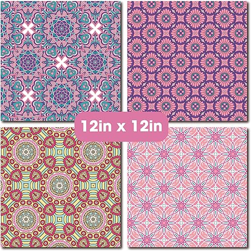 Miniatura 4 de Mandala Pink - Paquete de bloc de papel de 12 x 12 pulgadas, cartulina, papel decorativo para hacer tarjetas del día de San Valentín, planificador