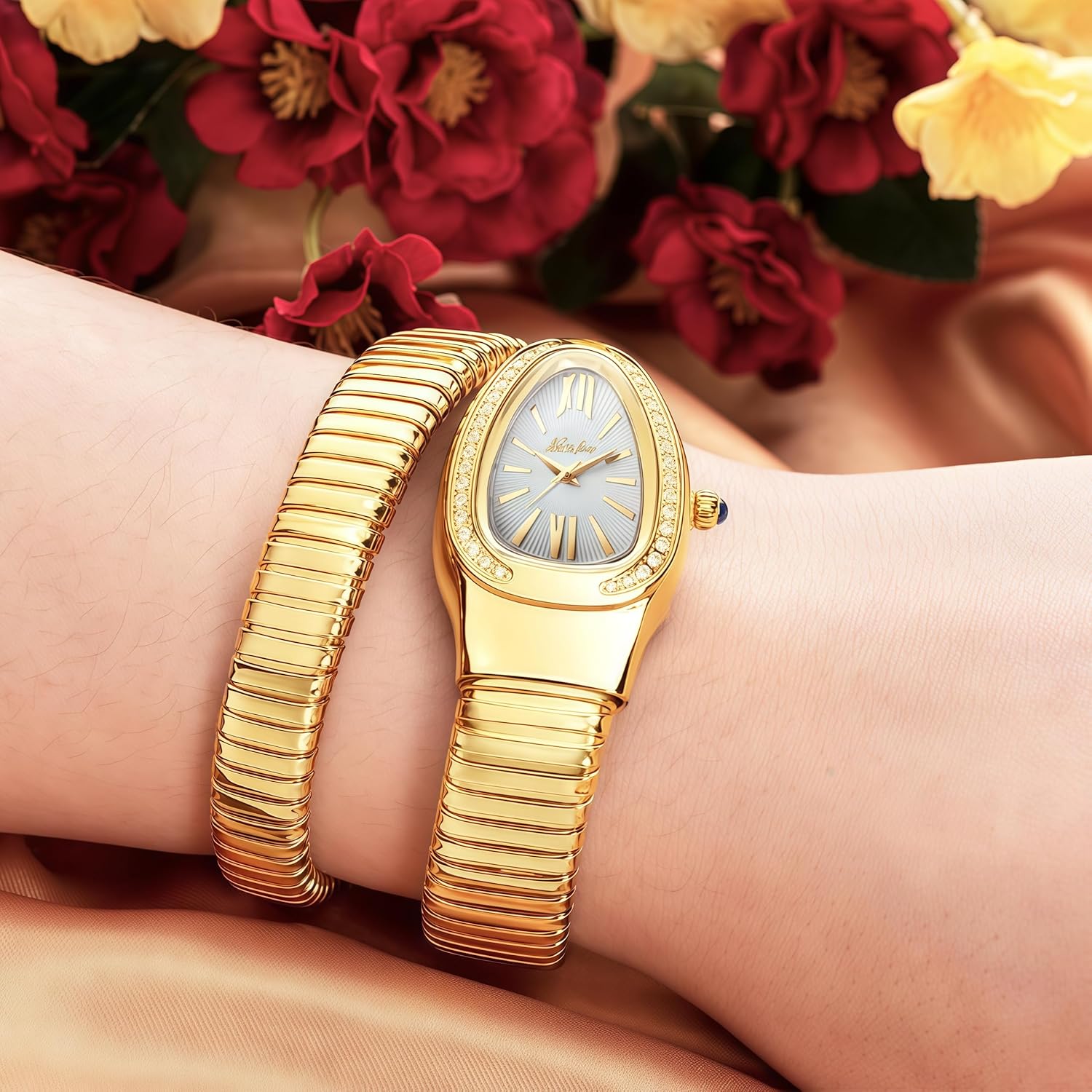 MASTOP Snake Face Watch for Women 5.9-7.1in Snake Shape Face Women Watches Ladies Watches Waterproof Steel Dainty Dress Female Wrist Watches Relogio Feminino - Image 3