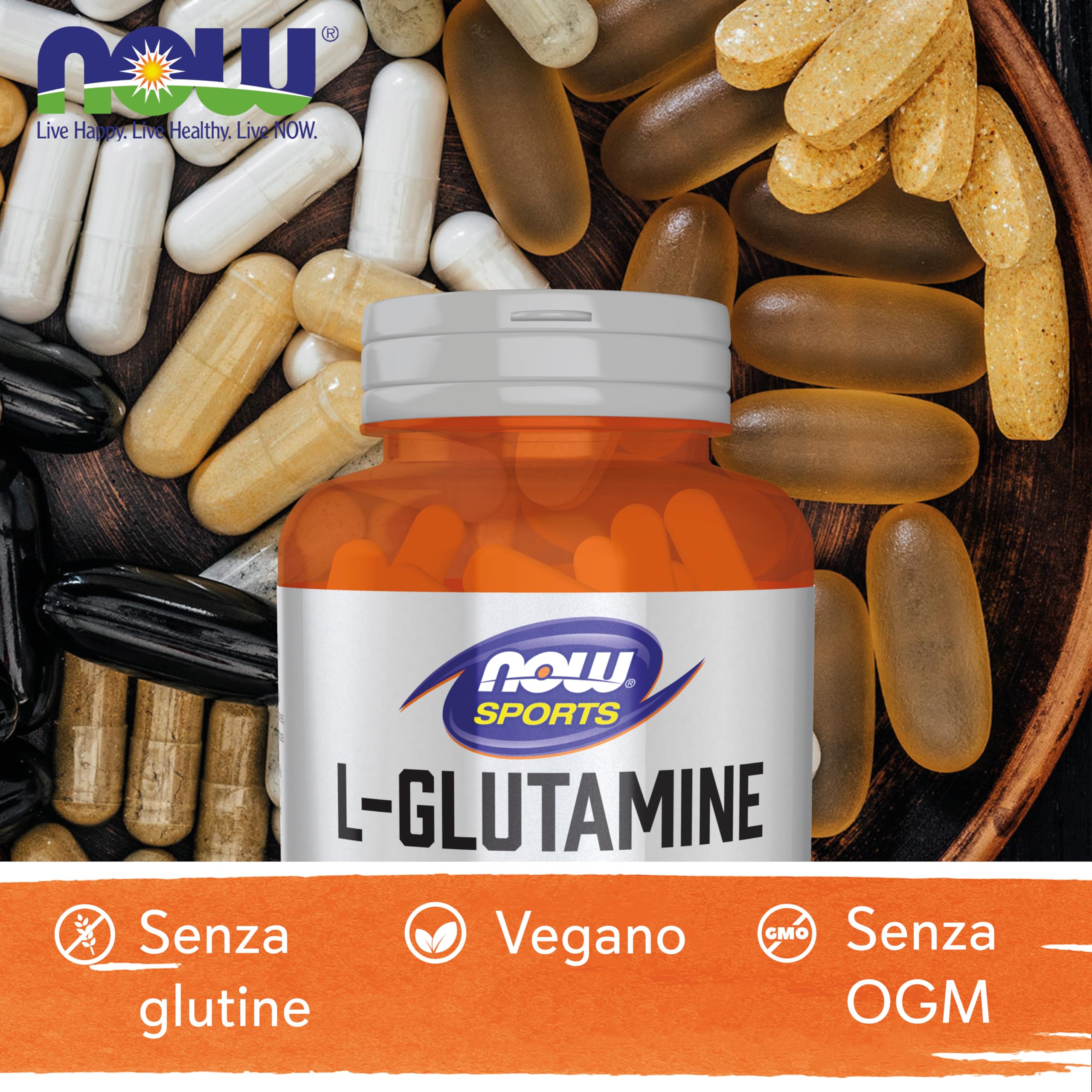 Now Foods, L-Glutammina, Doppia Forza, 1.000 mg, 120 Capsule, Testato in Laboratorio, Aminoacido, Senza Glutine, Senza Soia, Non OGM