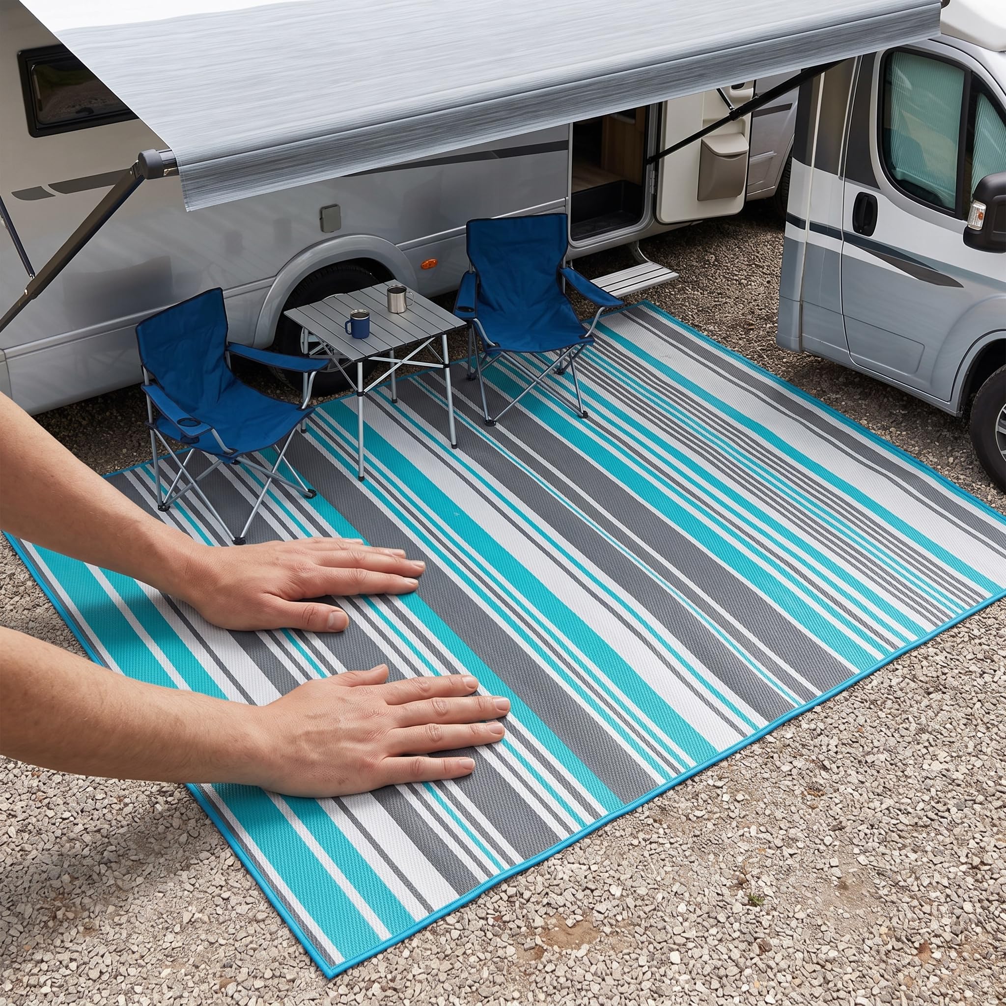 LOVIVER Tapis Extérieur PP Tissé Tapis Moquette de Jardin Nappe de Sol Polypropylène Imperméable et Deux Faces Réversibles Léger et Pliable pour Rangement