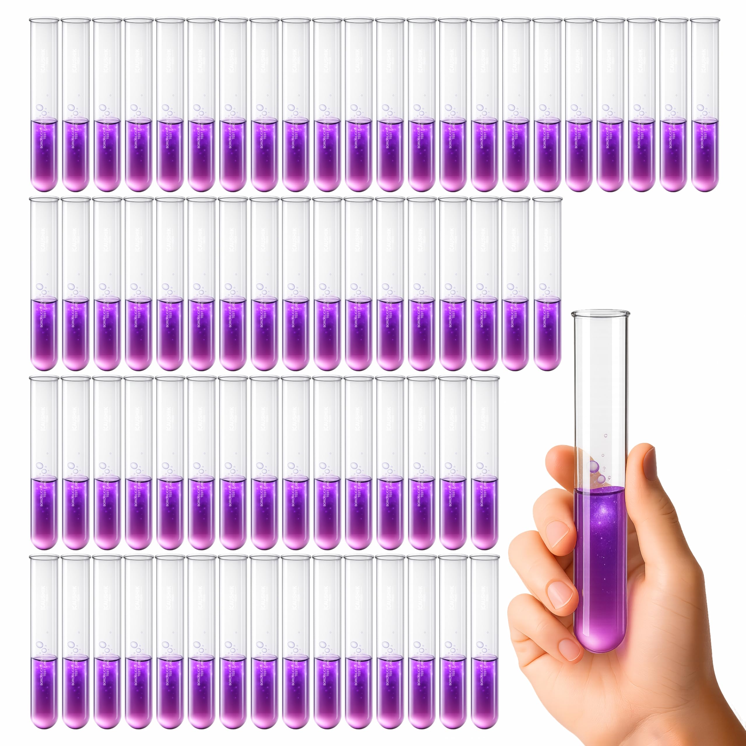 KAUSHIK INDIA Borosilicate Glass Test Tube With Rim 18mmX150mm(25ml) Capacity- Pack of 50pcs|Heat & Chemical Durability|Perfect For Any School,Colledge Labs Experiment & For Sample collection-image-47