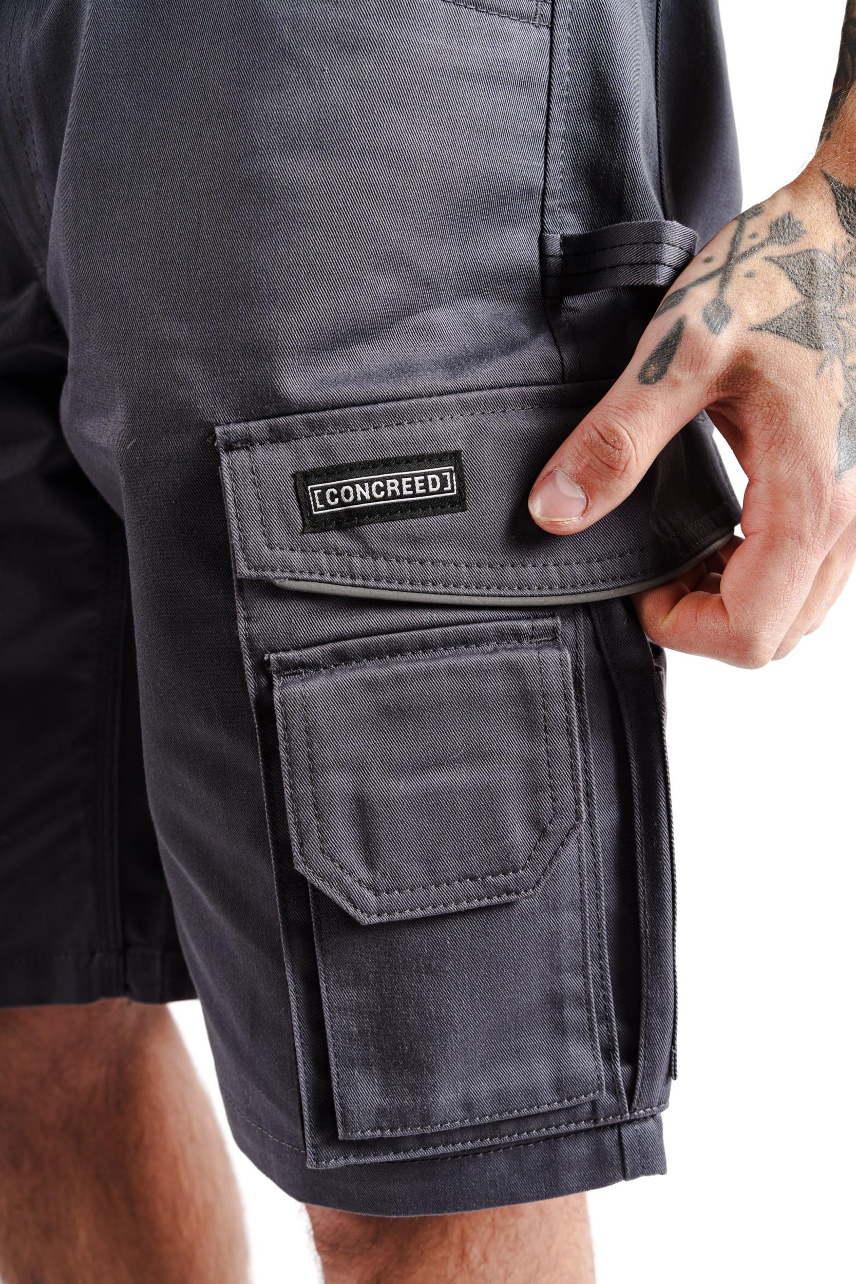 Short de travail professionnel pour homme - Short de travail résistant avec taille extensible et poches cargo - Vêtement de travail d'été robuste pour la construction et le jardin