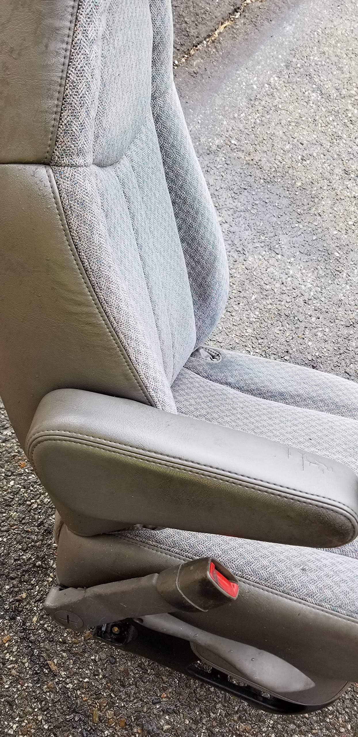 1996-2009 Chevy Express and GMC Savanna Front Captain Chairs with Molded Headrests and One armrest per Seat. in Gray Endura