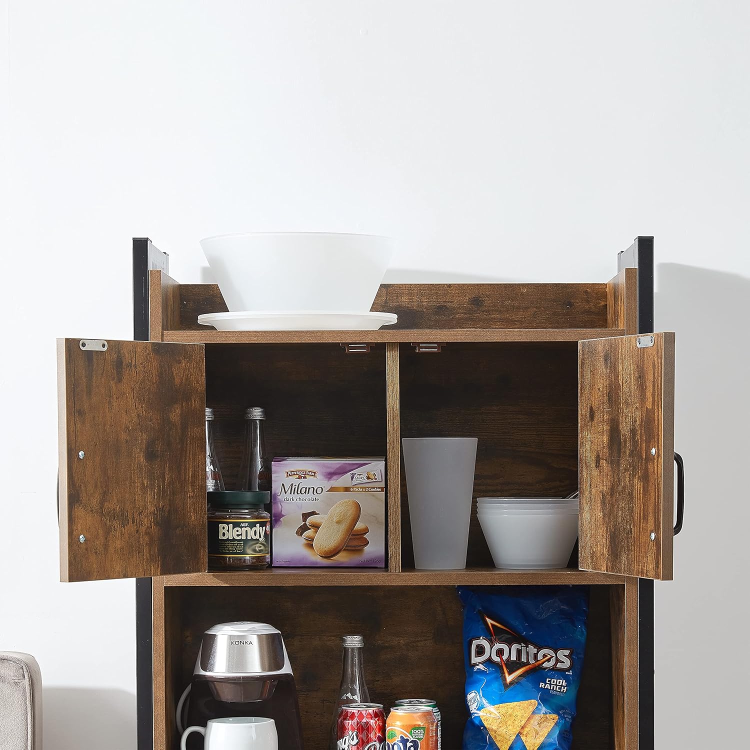 Yak About It® Dorm Hutch - Over The Fridge Organizer - Dark Wood Walnut
