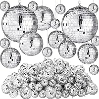 Vista 1 de Hoolerry 200 Pcs Mini Mirror Disco Ball Ornaments Mardi Gras Small Silver Hanging Decorations Reflective Tiny Balls Bulk for 70s 80s 90s Disco