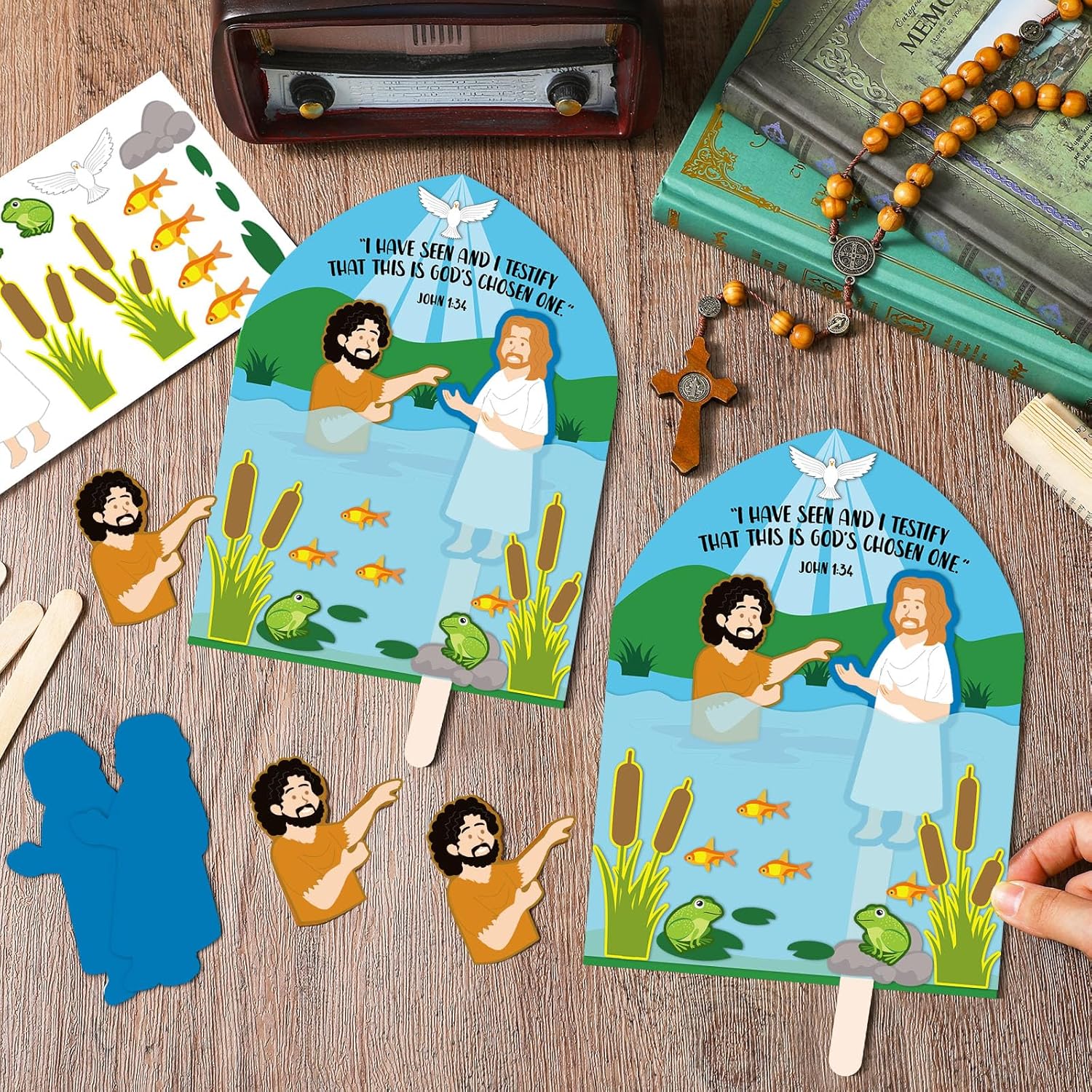 24 Pcs Baptism of Jesus Crafts for Kids Fun Home Activities 8 x 6 Inches John 1:34 Back to School Religious DIY VBS Christian Catholic Bible Crafts for Sunday School Church Classroom Gifts Supplies