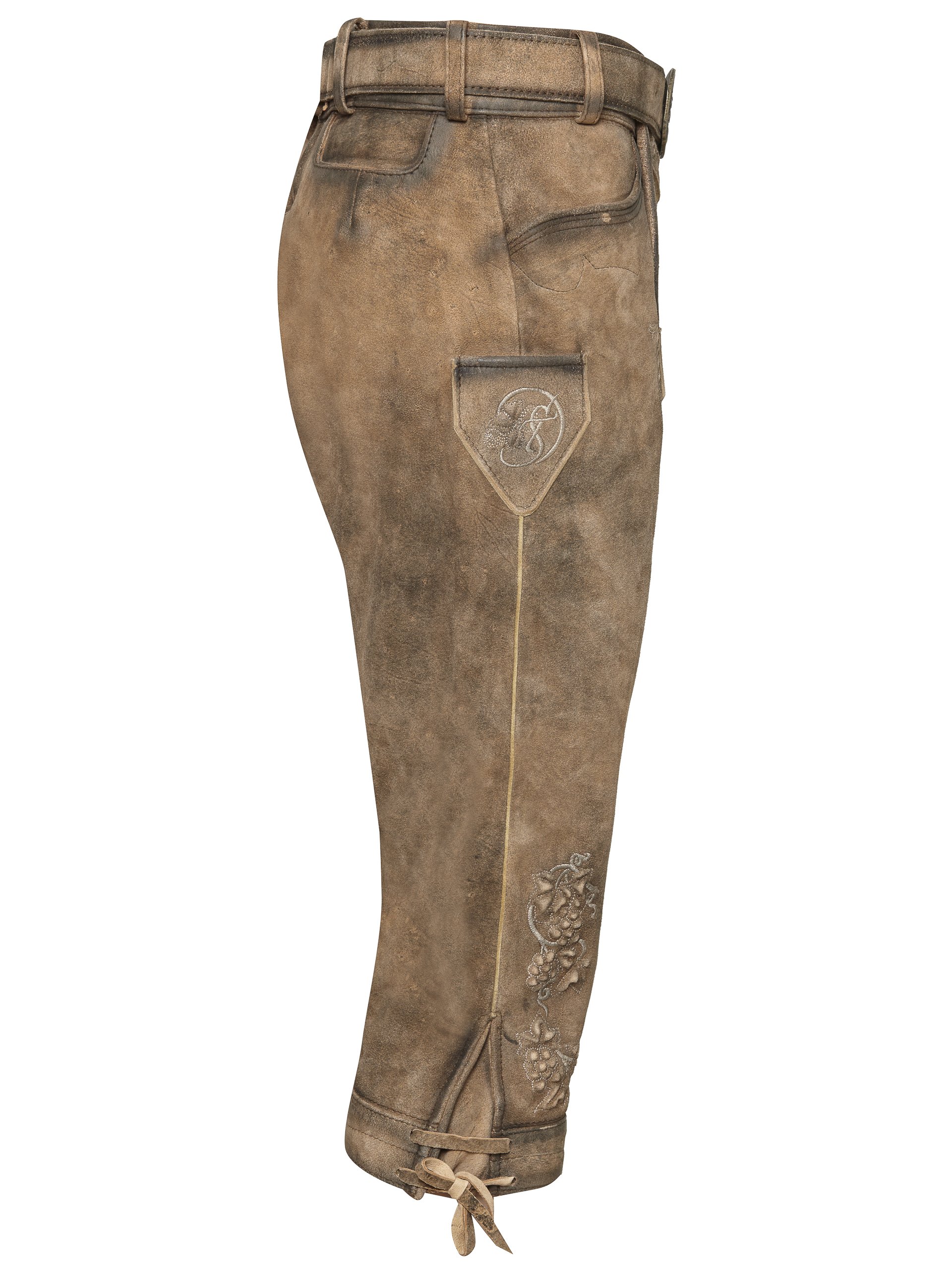 Herren Lederhose Leopold aus der Meisterstück Serie von Schöneberger Trachten - Vintage Kniebundlederhose inkl. Trachtengürtel