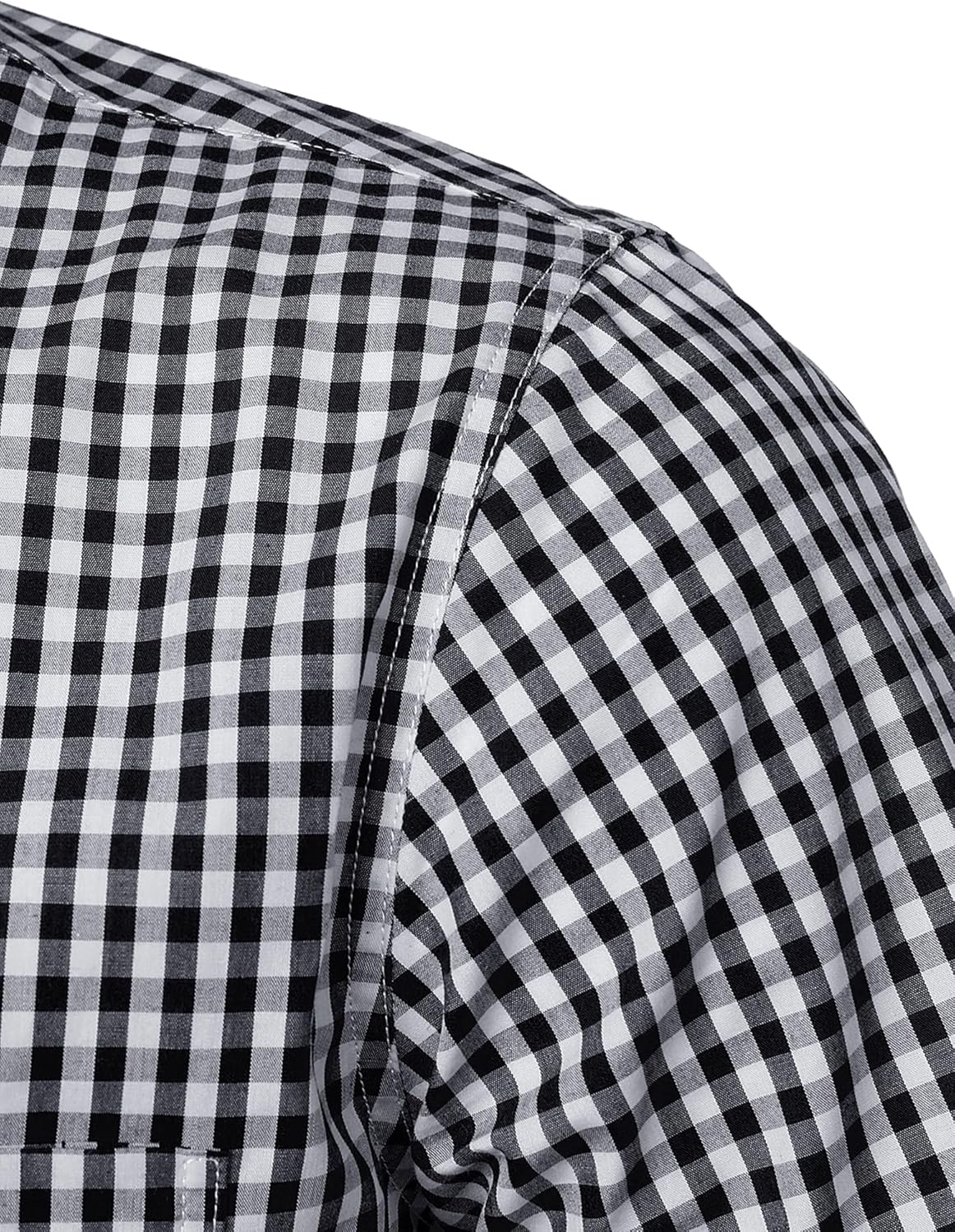 PARKLEES Men's Casual Plaid Button Down Shirt Cotton Short Sleeve Gingham Dress Shirts Regular Fit with Pocket - Image 5