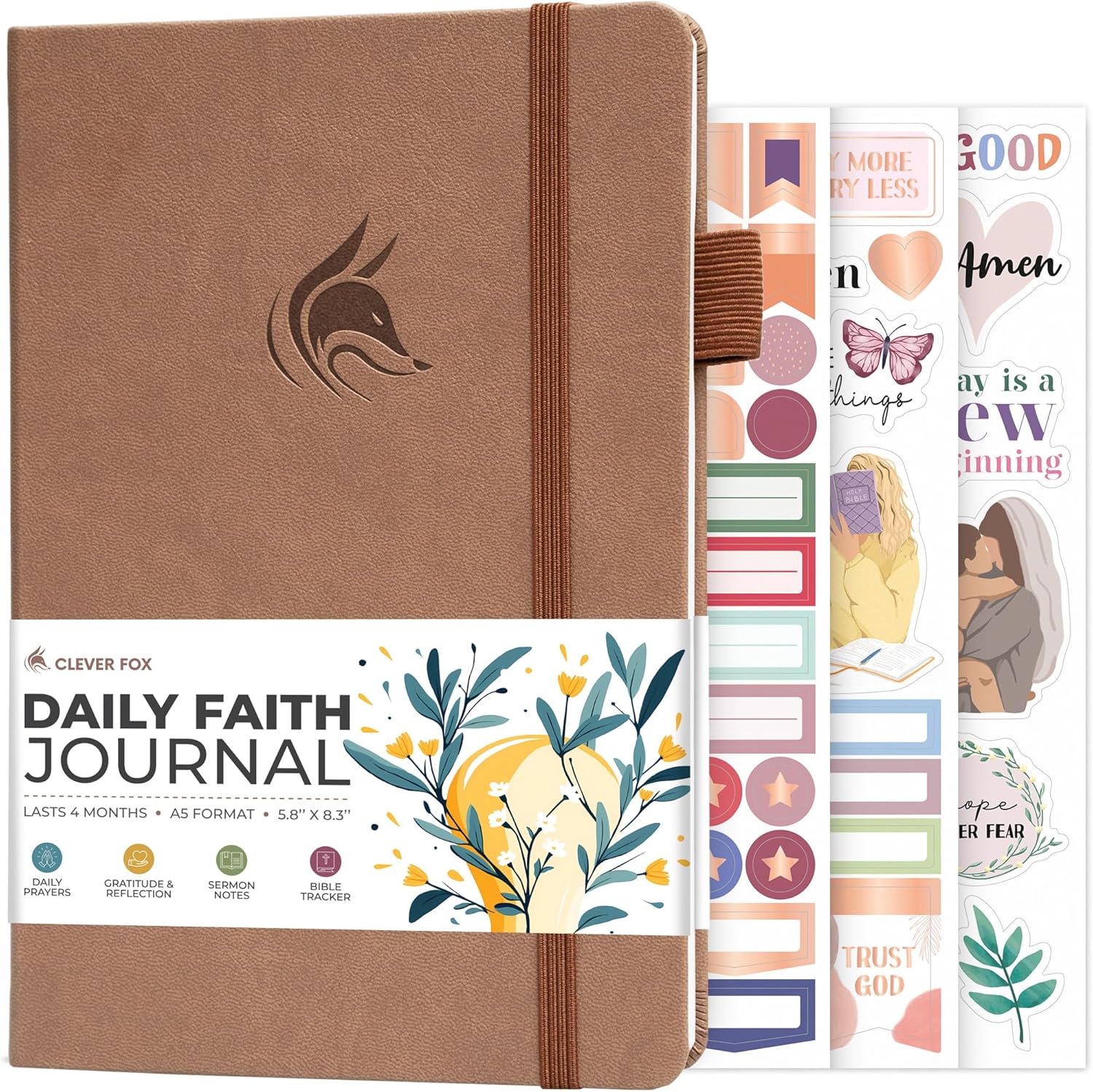 Clever Fox Daily Faith Journal – Guided Prayer, Gratitude & Bible Study Notebook – Faith Based Gifts & Journaling Supplies for Women (Dark Terracotta)