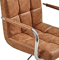 Vista 8 de Yaheetech - 4 taburetes de bar ajustables para mostrador de cocina, taburetes de bar/mostrador, silla de comedor giratoria hidráulica de piel Marrón