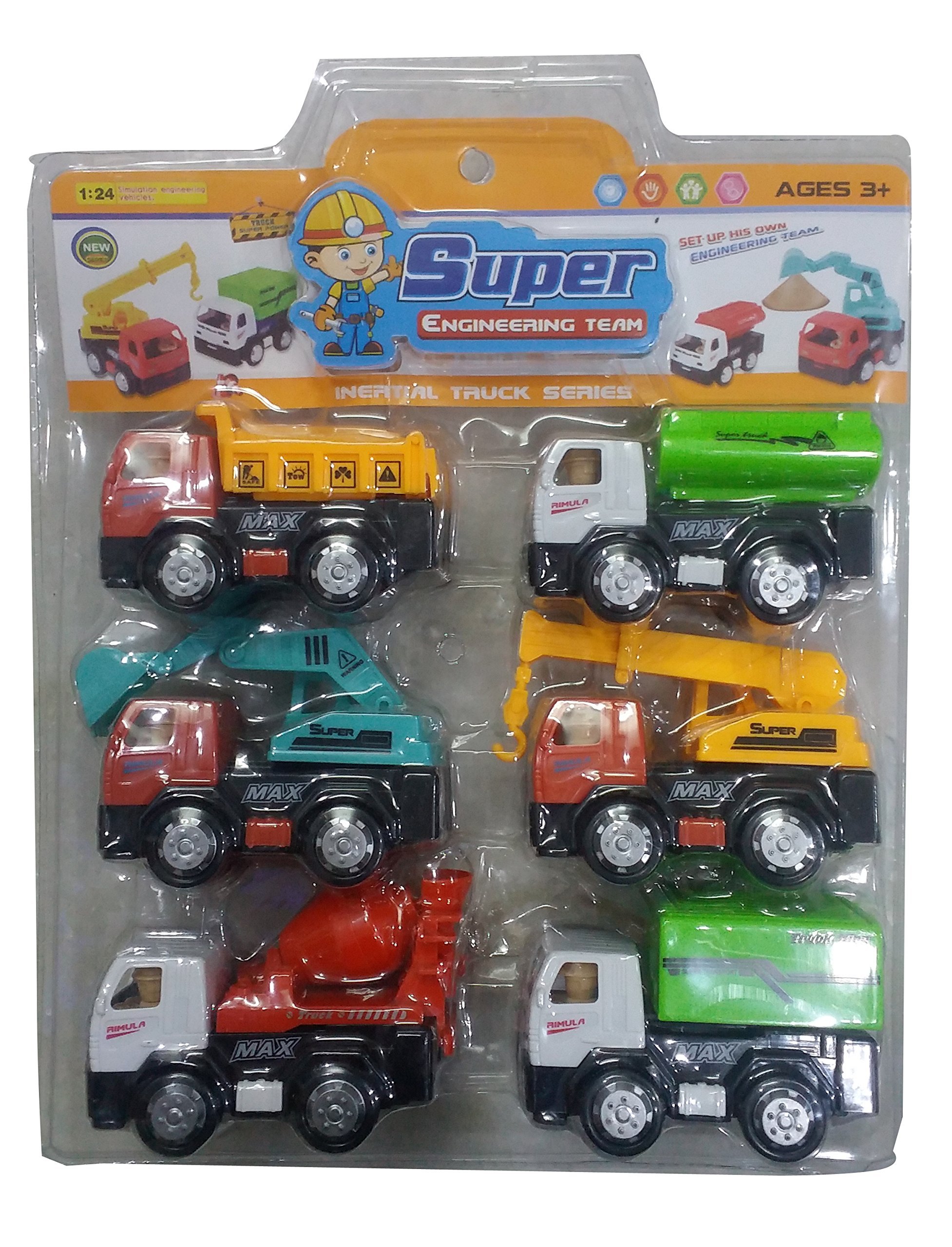 S S TRADERS Small Construction Automobiles Toy Set 6 Pieces Multi