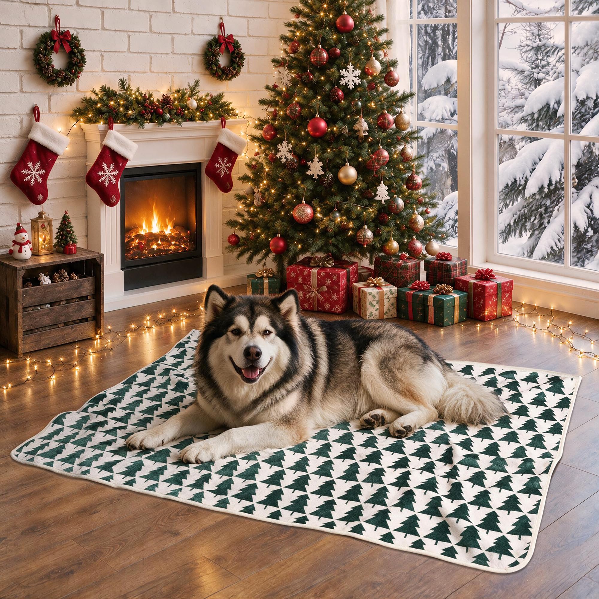 LOOBANI Waterproof Pet Blanket, Dog Christmas Blanket, 30"x40", Xmas Green