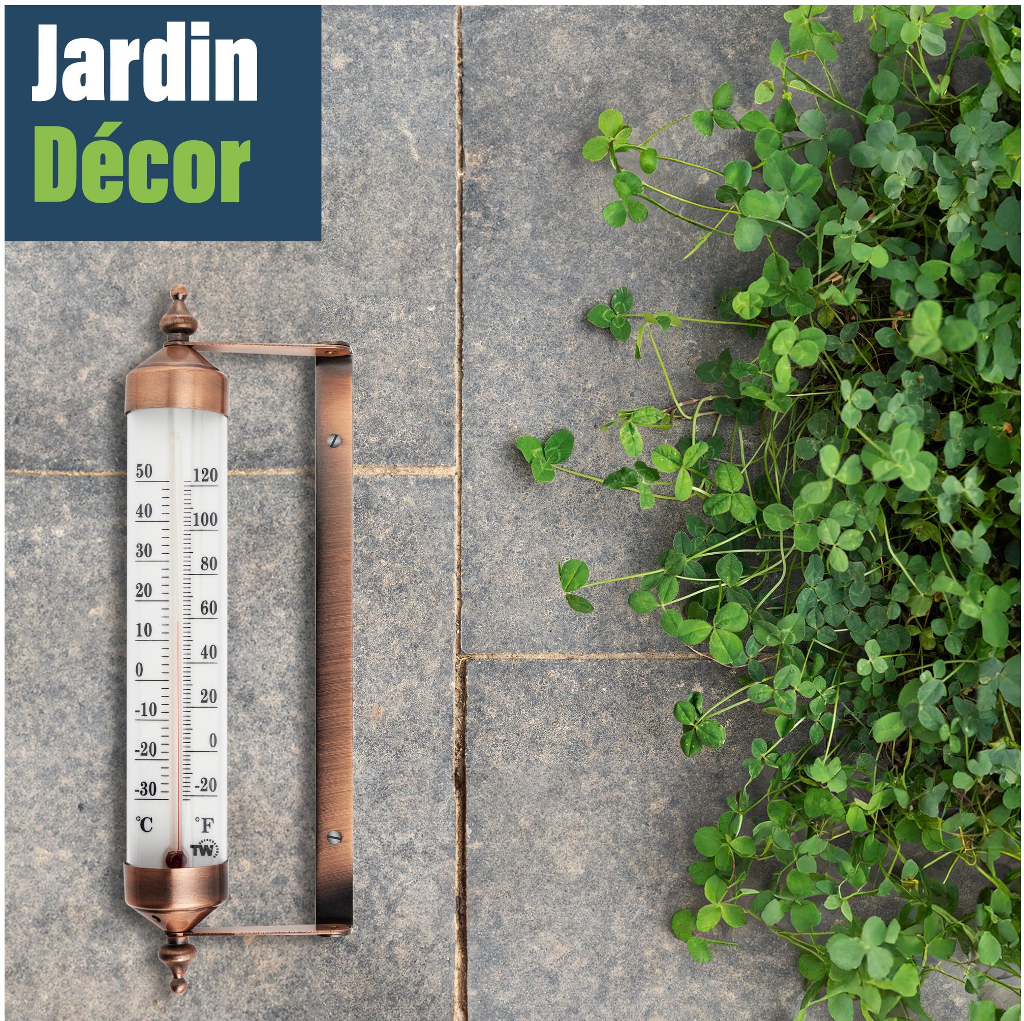 Thermomètre d'extérieur effet bronze – jauge jardin, température extérieure serre garage