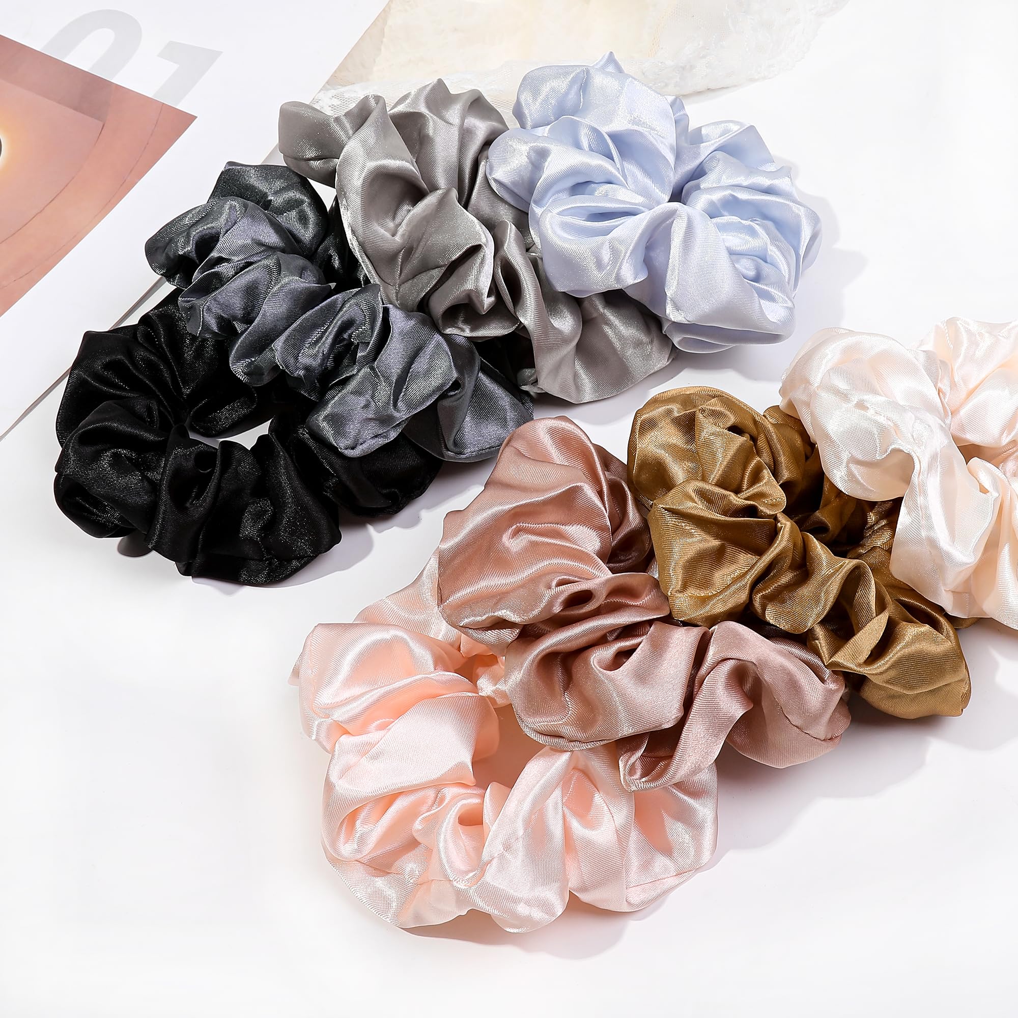 NEW Satin No Damage Hair Scrunchie Set - 16 Assorted Colors Amazon.com : 16 Scrunchies for Women - Satin Hair Ties and  main image 2