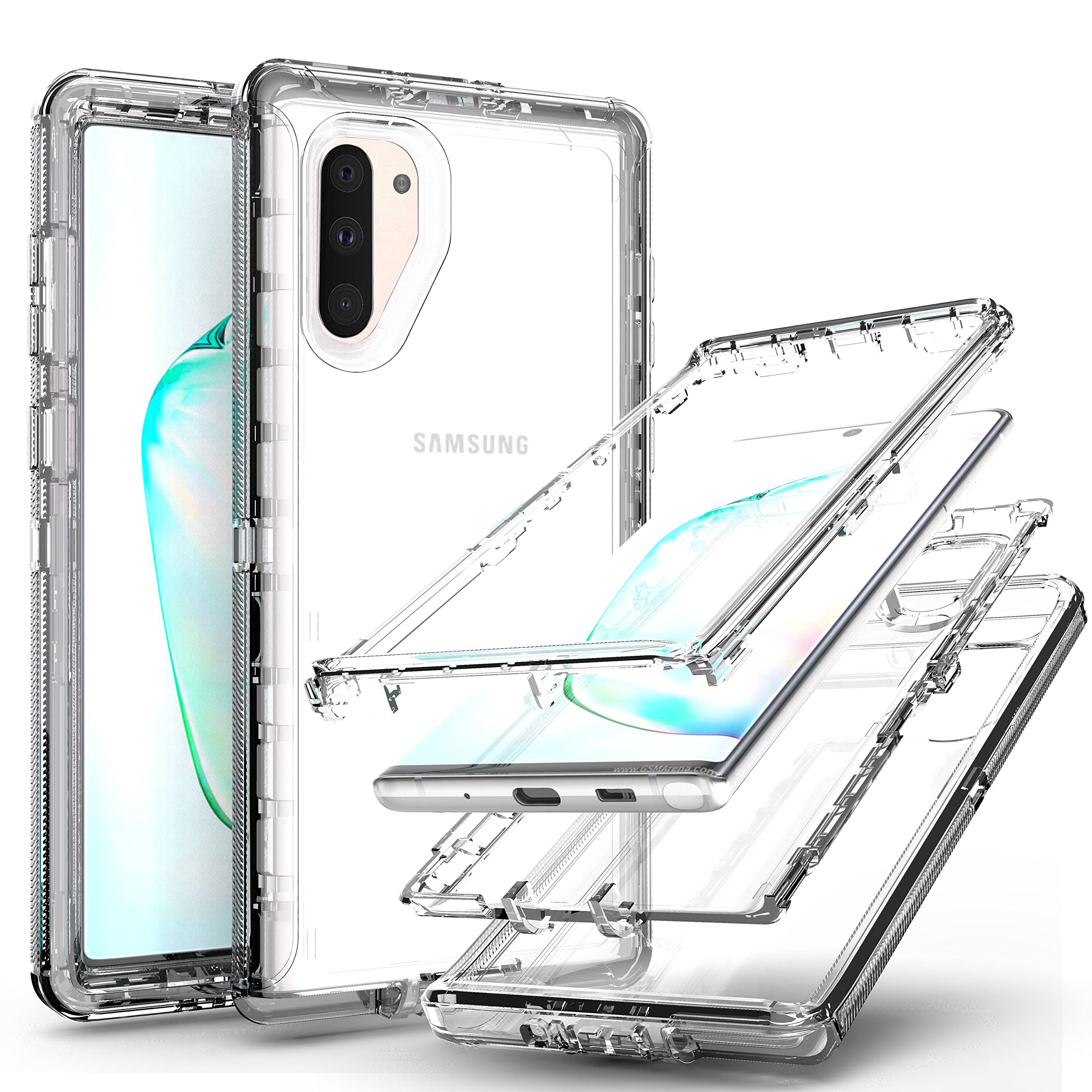 YmhxcY Galaxy Note 10 Case, Drop 3 Layer Durable Cover (No Screen Protector) Solid Rubber Case / 16ft Test Clear Case for Samsung Galaxy Note 10-