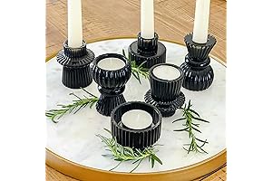 Kate Aspen Vintage Glass Black Candle Holder Set