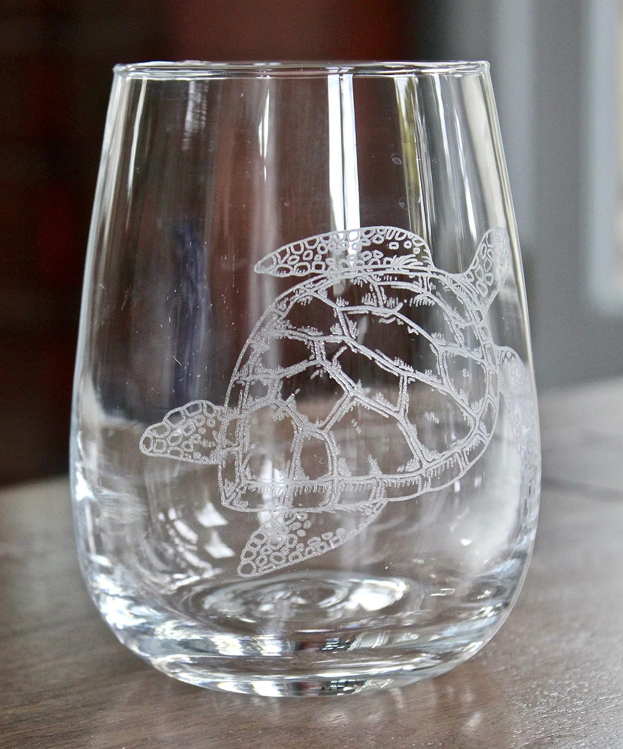 Sea Turtle Engraved Stemless Wine Glasses (set of 2)