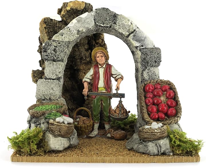 Ferrari & arrighetti statuina del presepe venditore al mercato 486P